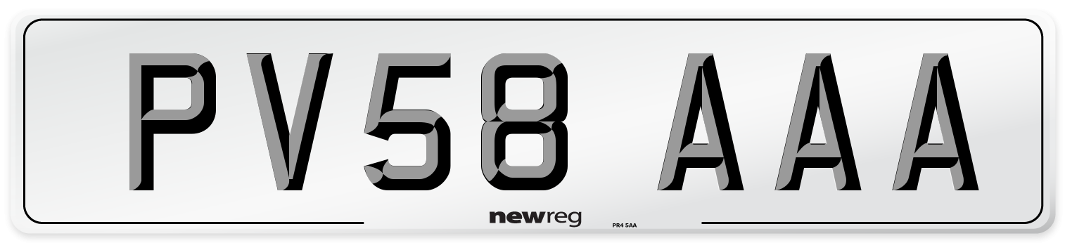 PV58 AAA Number Plate from New Reg